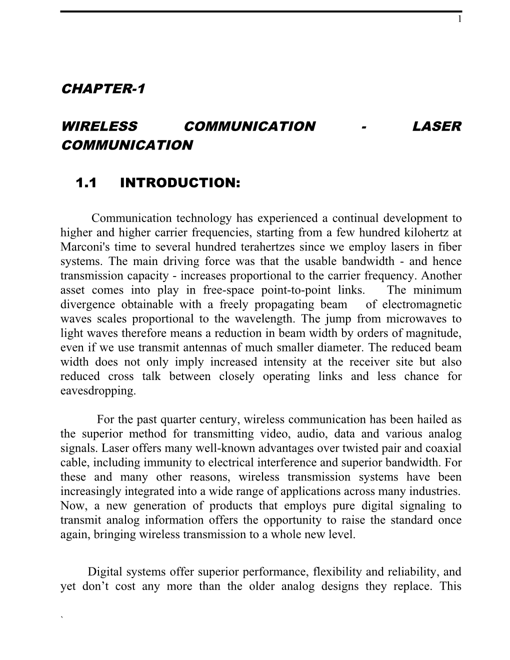 Wireless Communication - Laser Communication