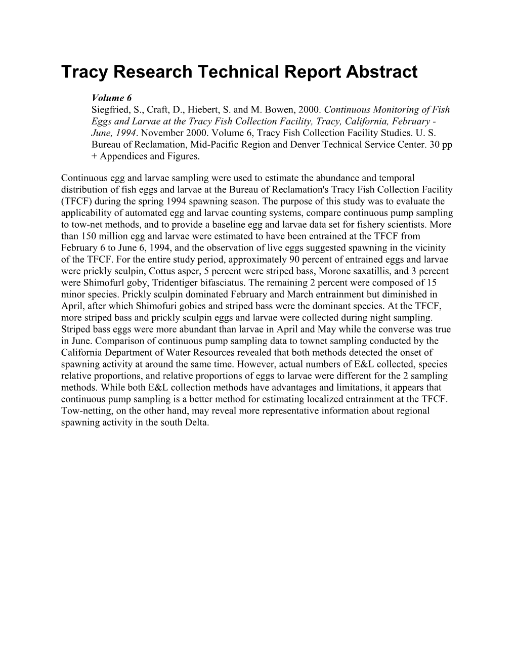 Tracy Research Tech Report Abstract Vol. 6
