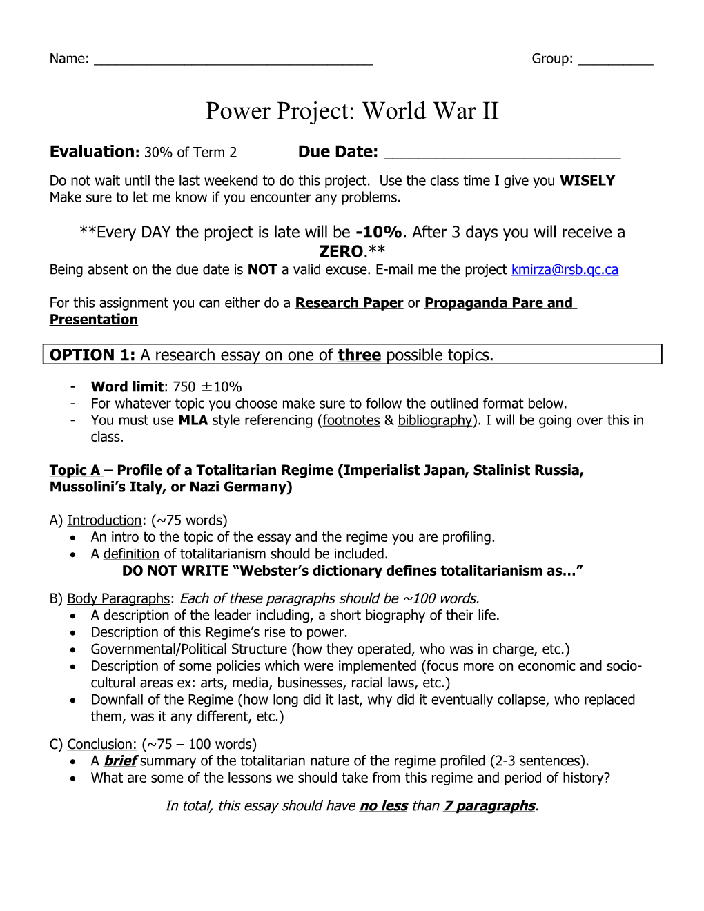 Power Project: World War II