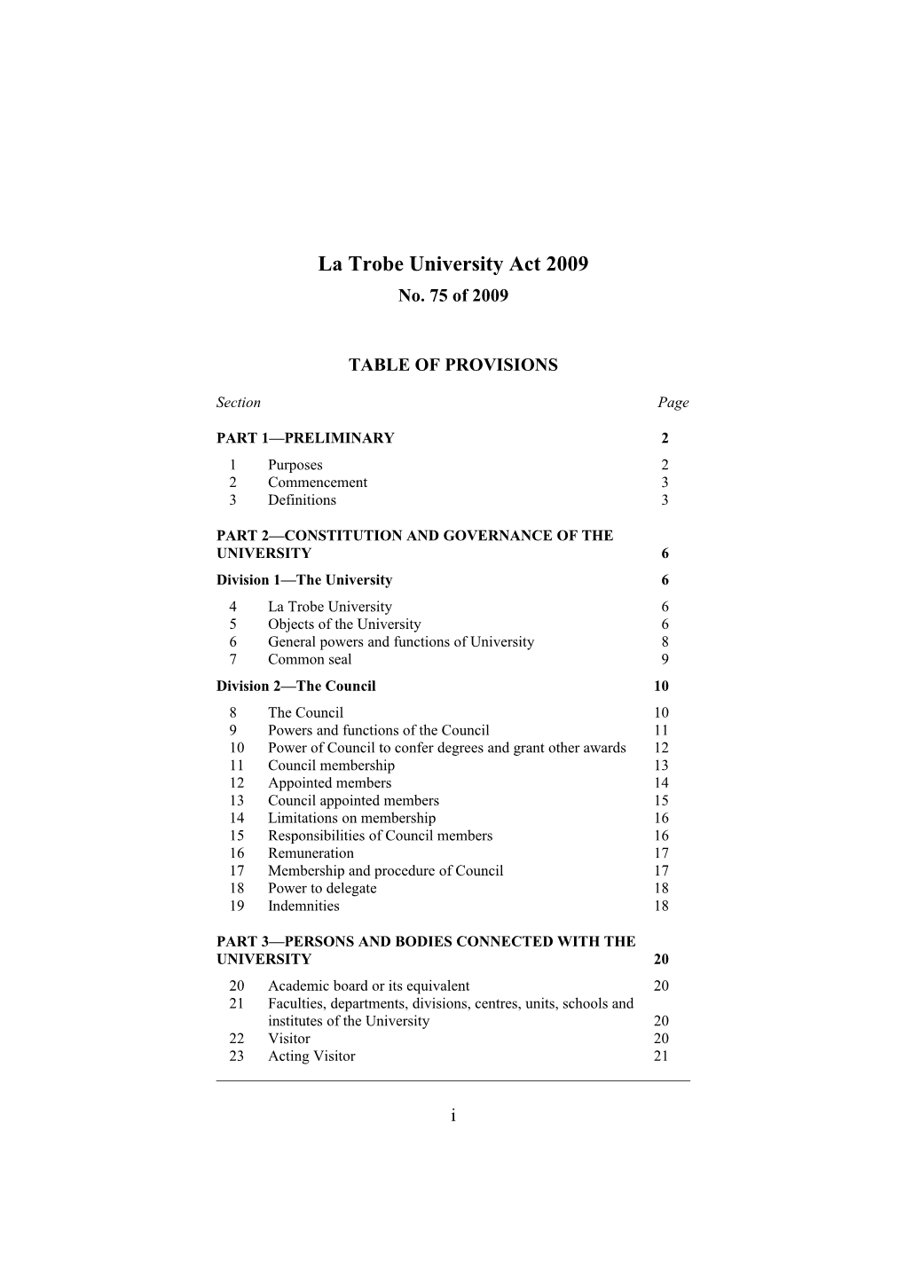 La Trobe University Act 2009