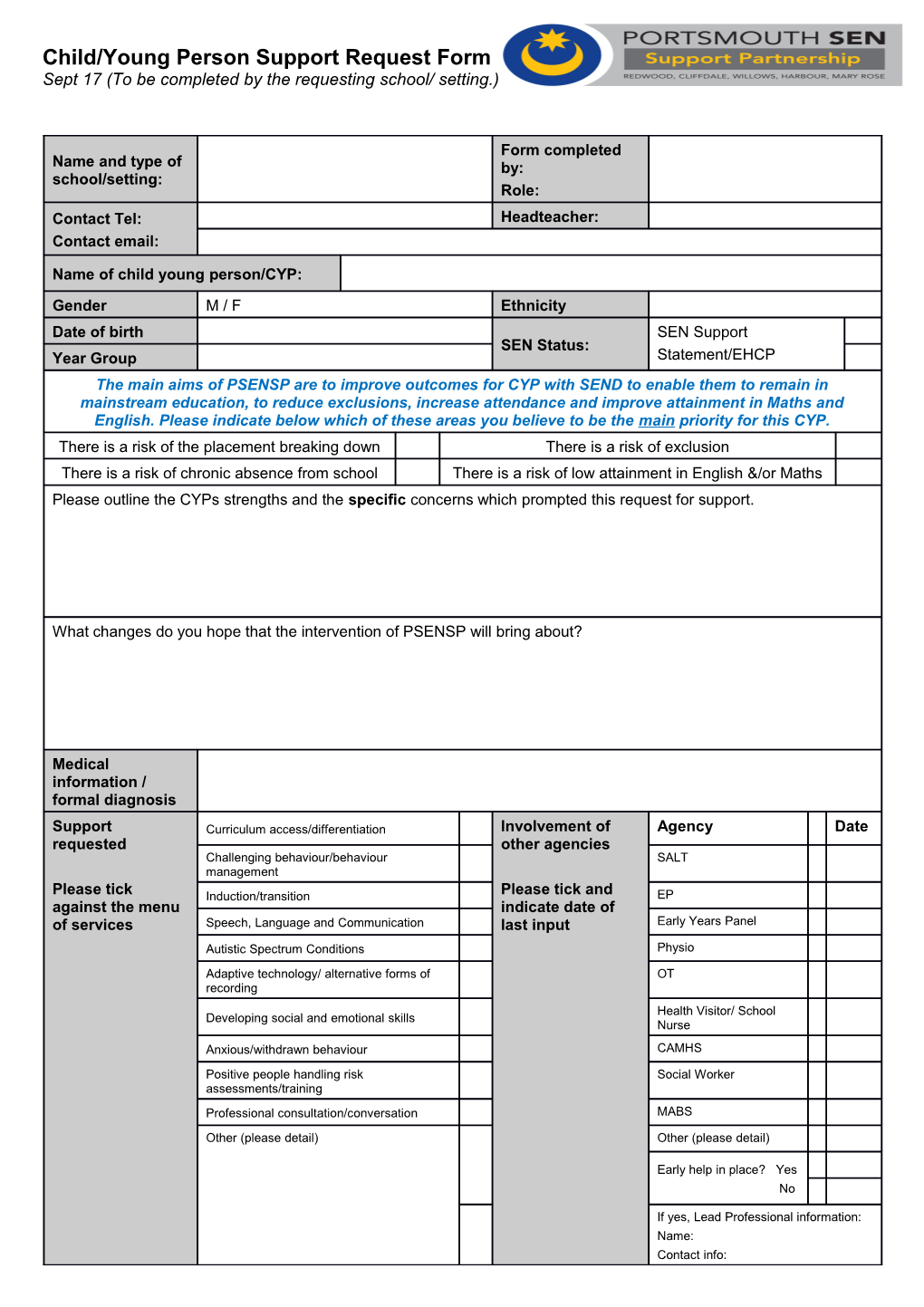 School Partnership Working Agreement