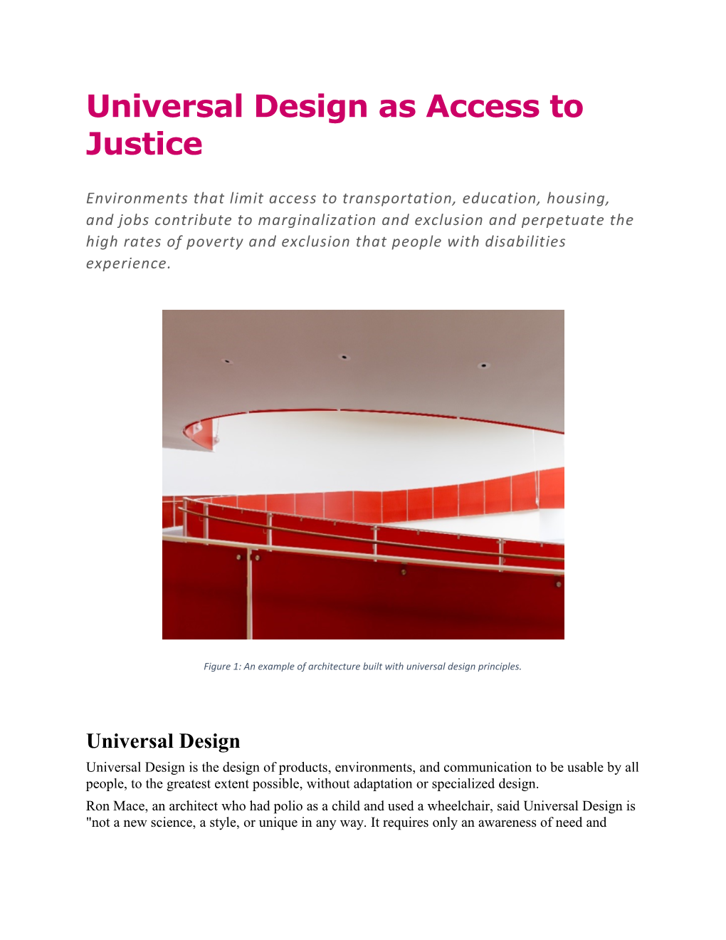 Universal Design As Access to Justice