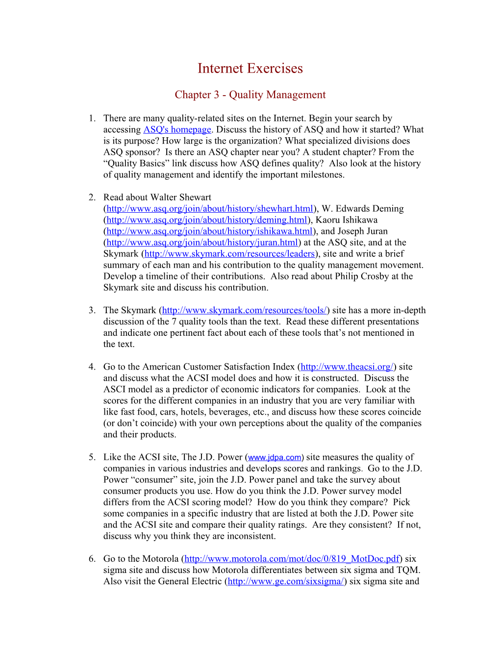 Chapter 3 - Quality Management