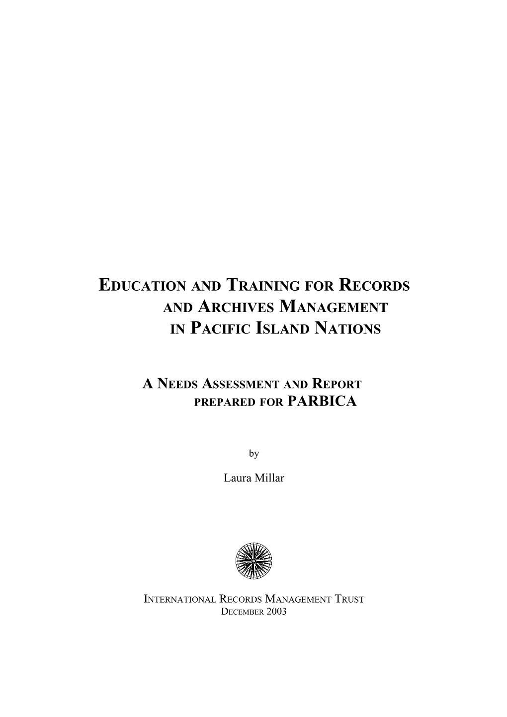 Education and Training for Recordsand Archives Managementin Pacificisland Nations