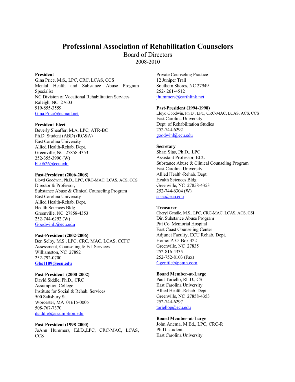 Professional Association of Rehabilitation Counselors