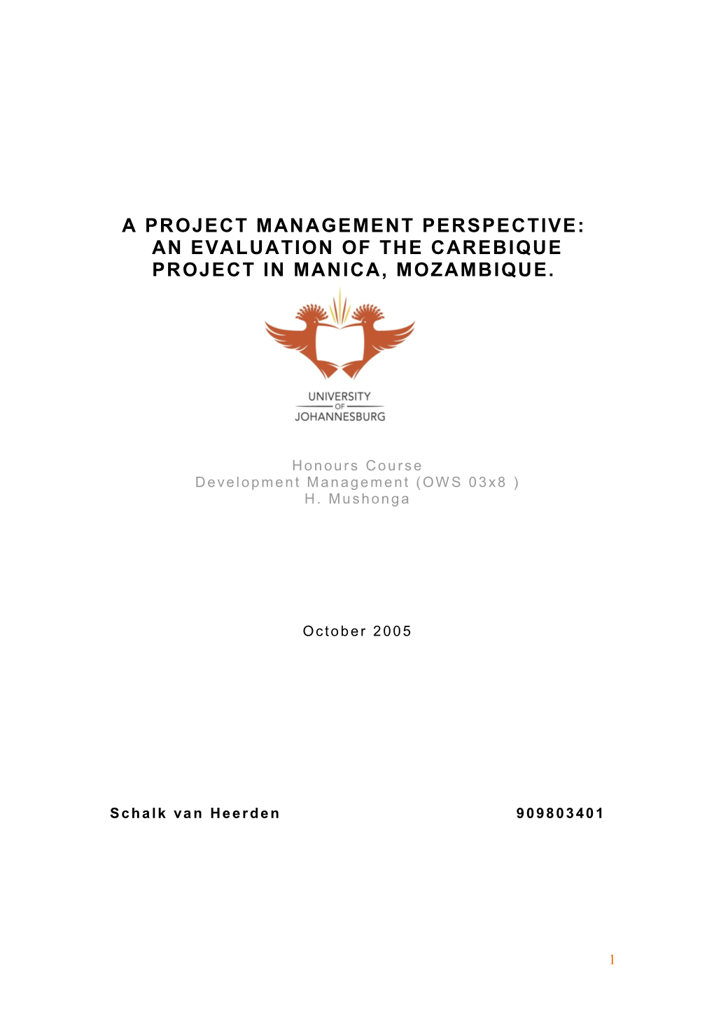 An Evaluation of the Carebique Project in Manica, Mozambique