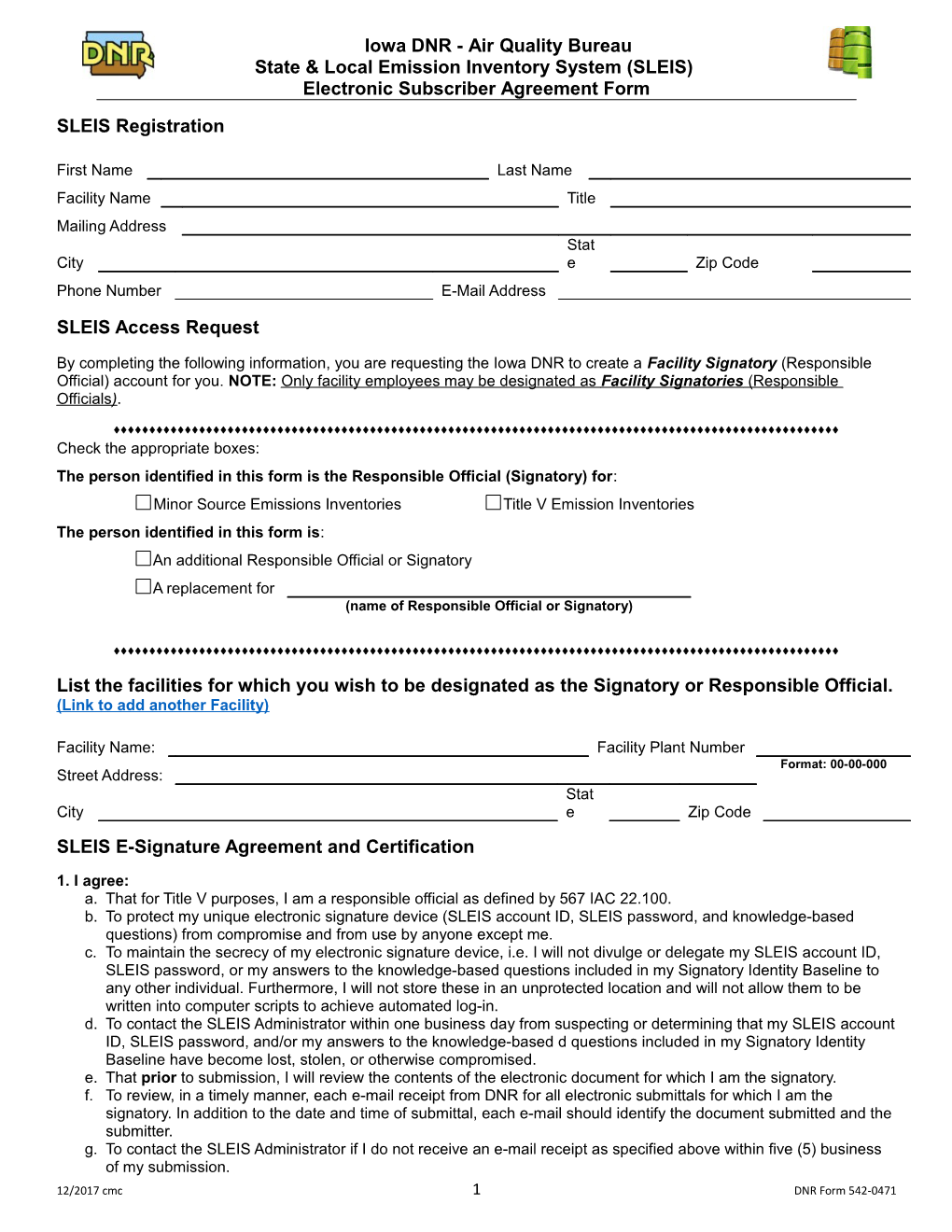 SLEIS Electronic Subscriber Agreement Form