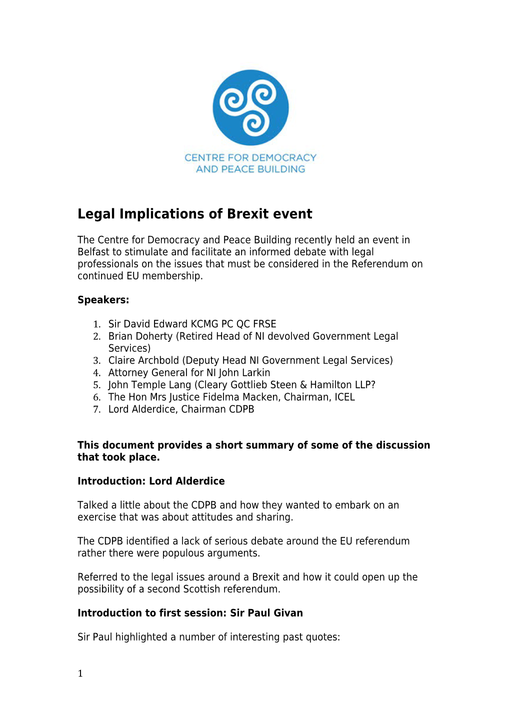 Legal Implications of Brexit Event