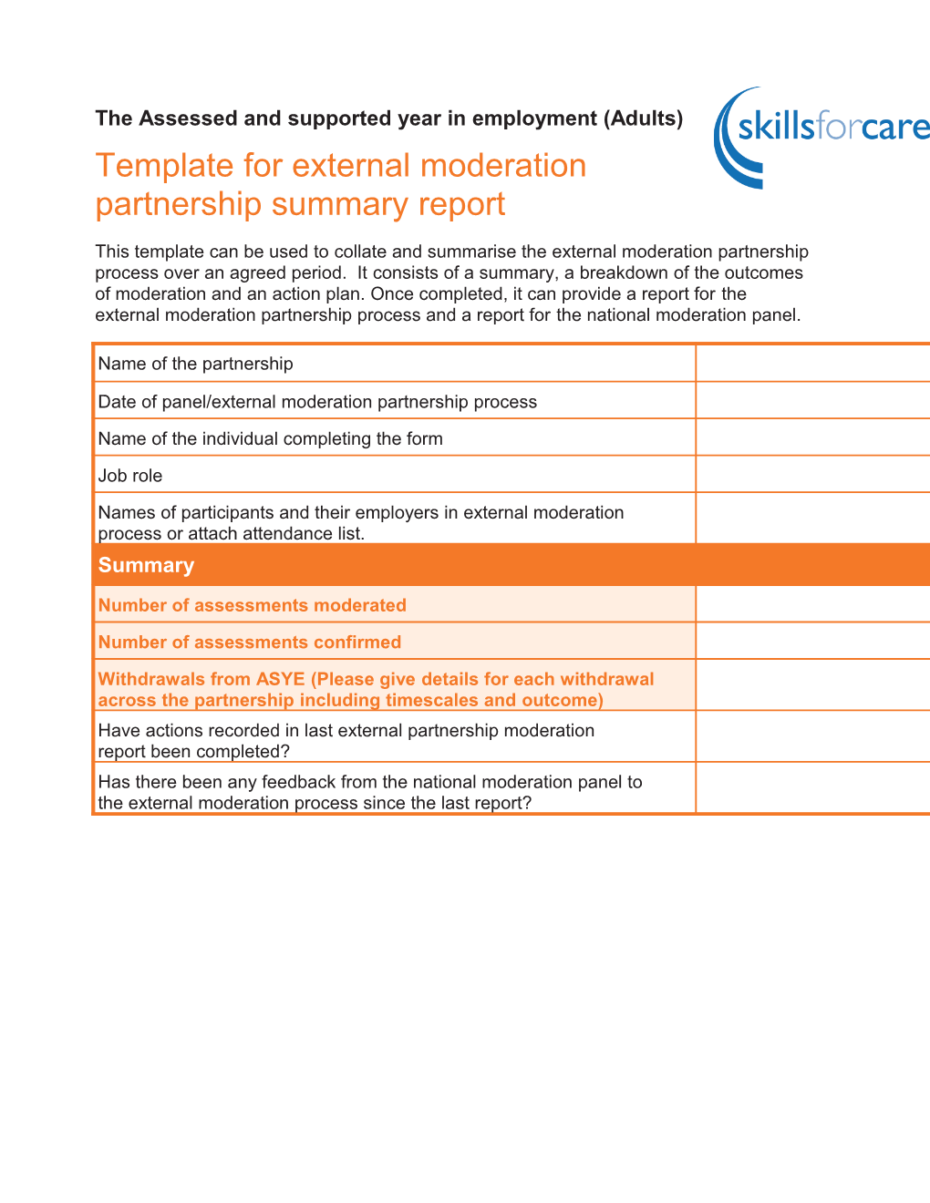 Template for External Moderation Report