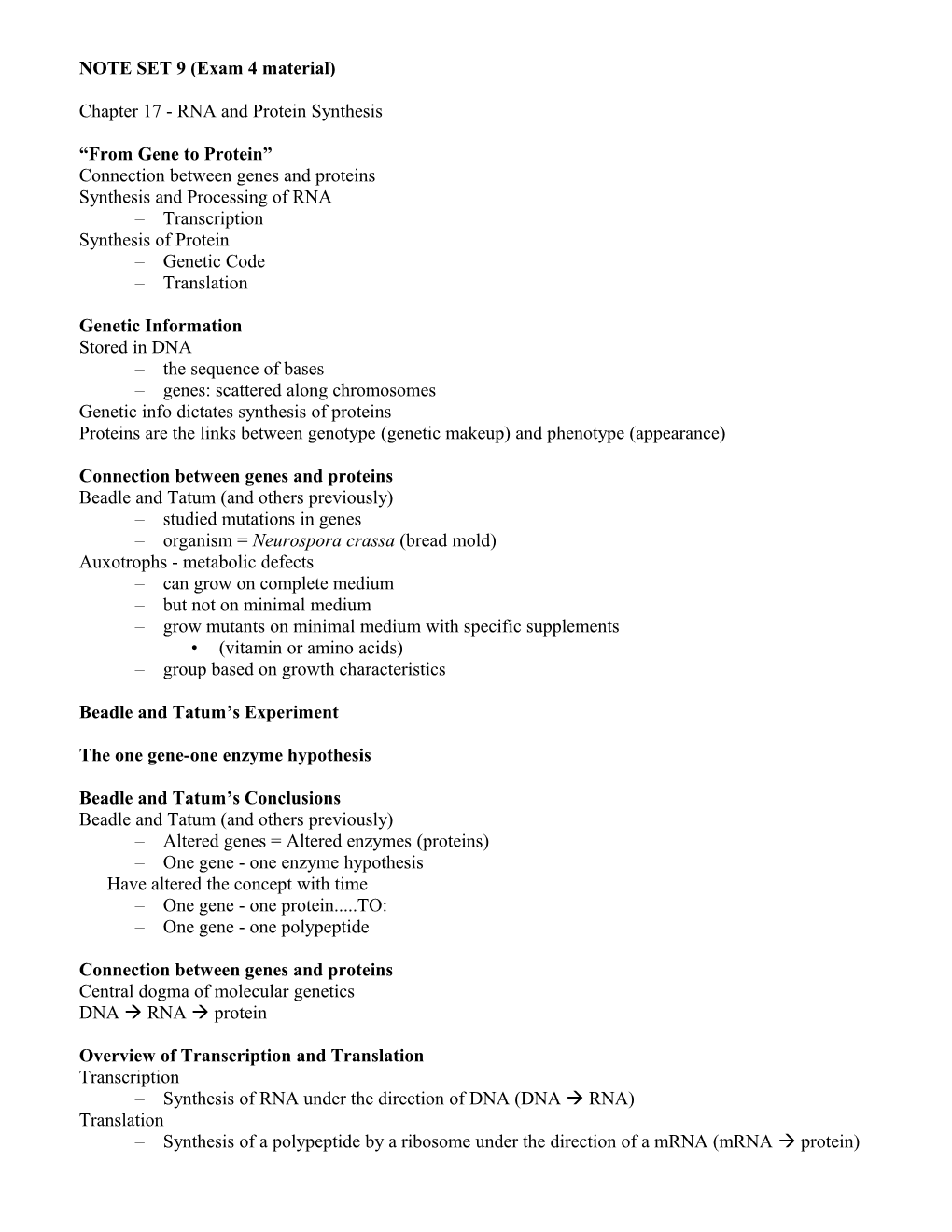 NOTE SET 9 (Exam 4 Material)