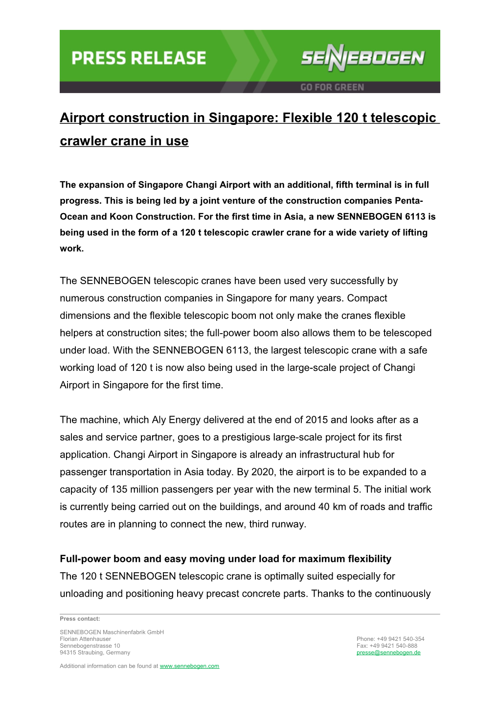 Airport Construction in Singapore: Flexible 120T Telescopic Crawler Crane in Use