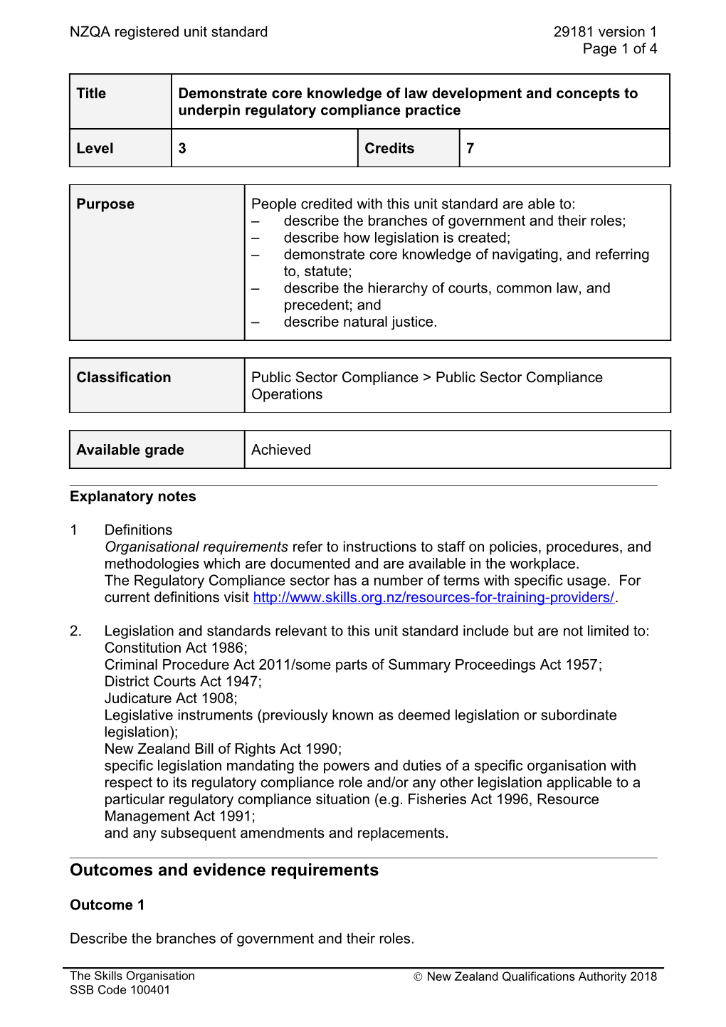 29181 Demonstrate Core Knowledge of Law Development and Concepts to Underpin Regulatory