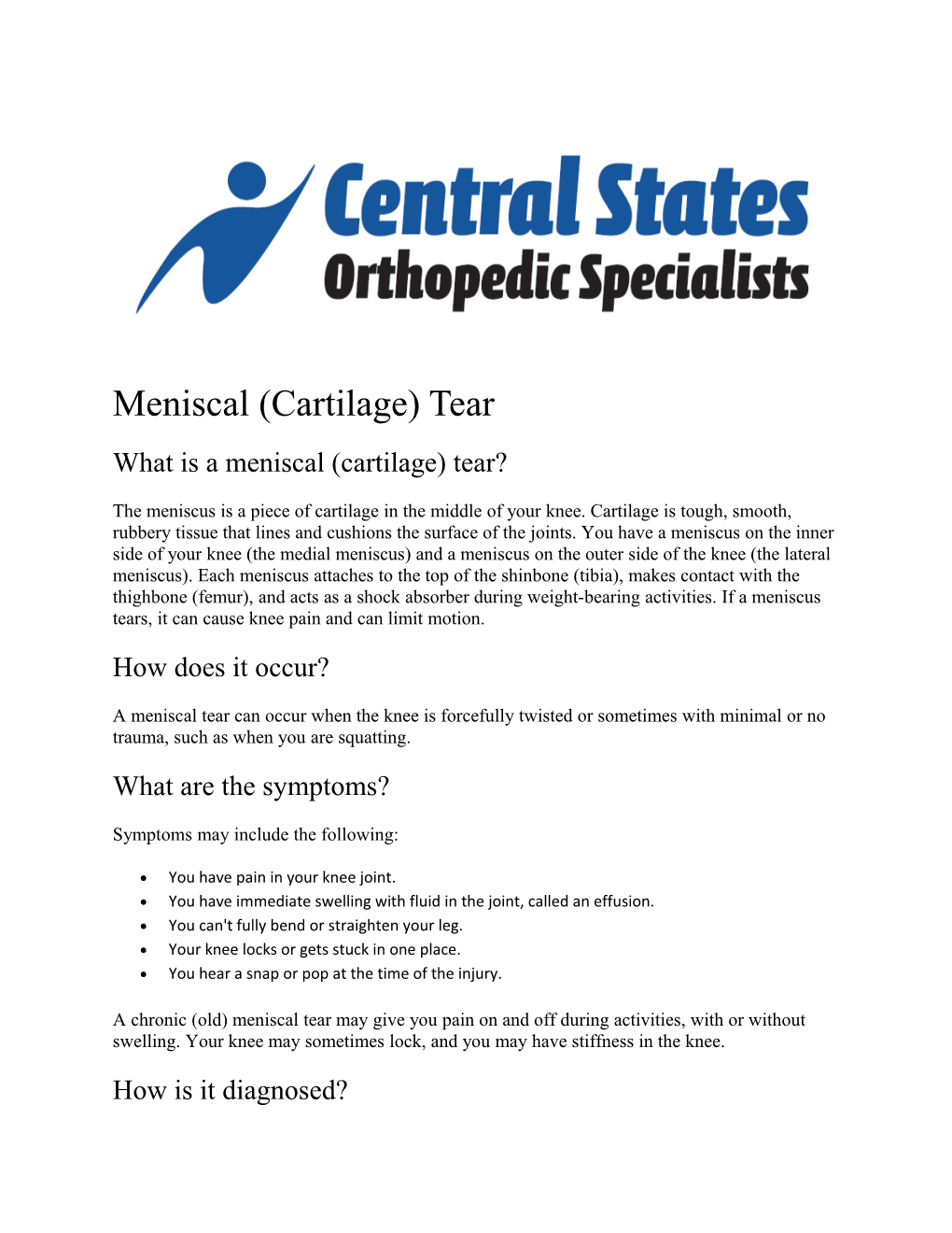 What Is a Meniscal (Cartilage) Tear?