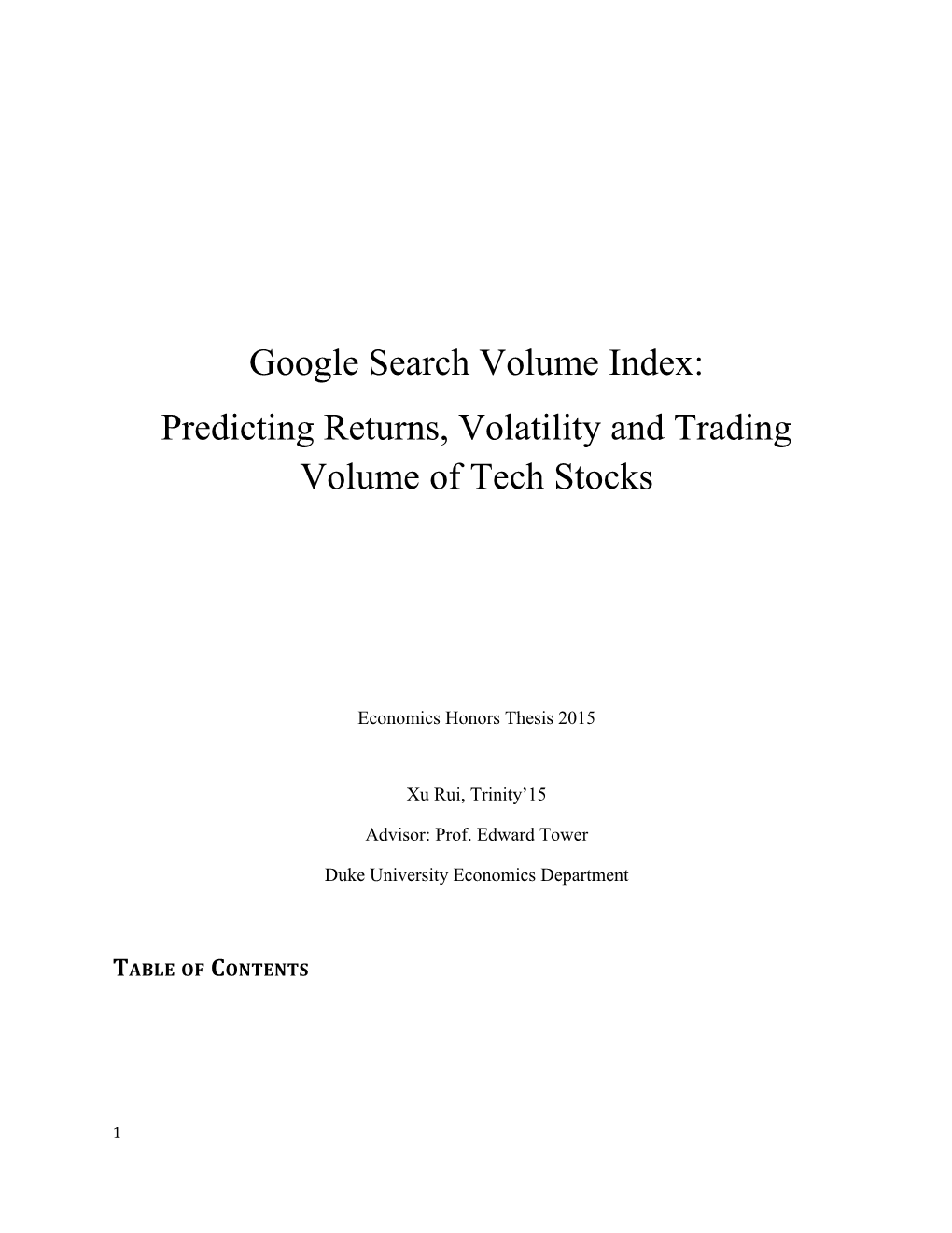 Google Search Volume Index