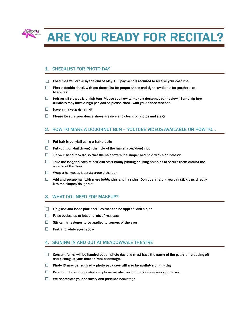 1.Checklist for Photo Day