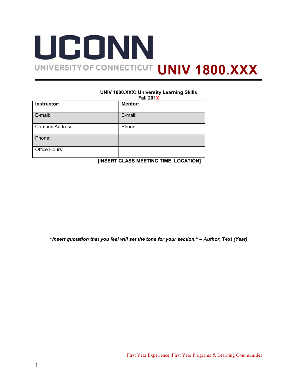 UNIV 1800.XXX: University Learning Skills