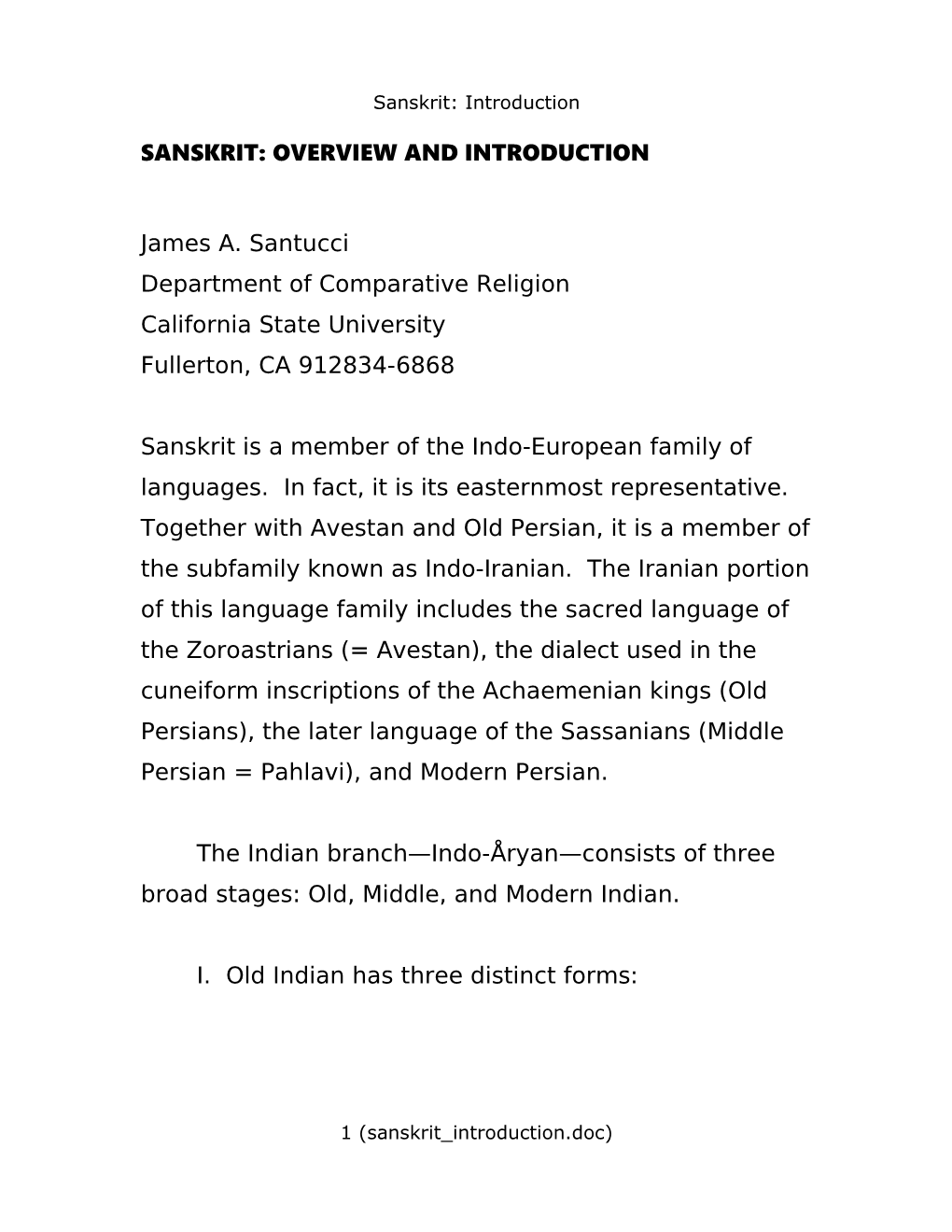 Sanskrit: Overview and Introduction
