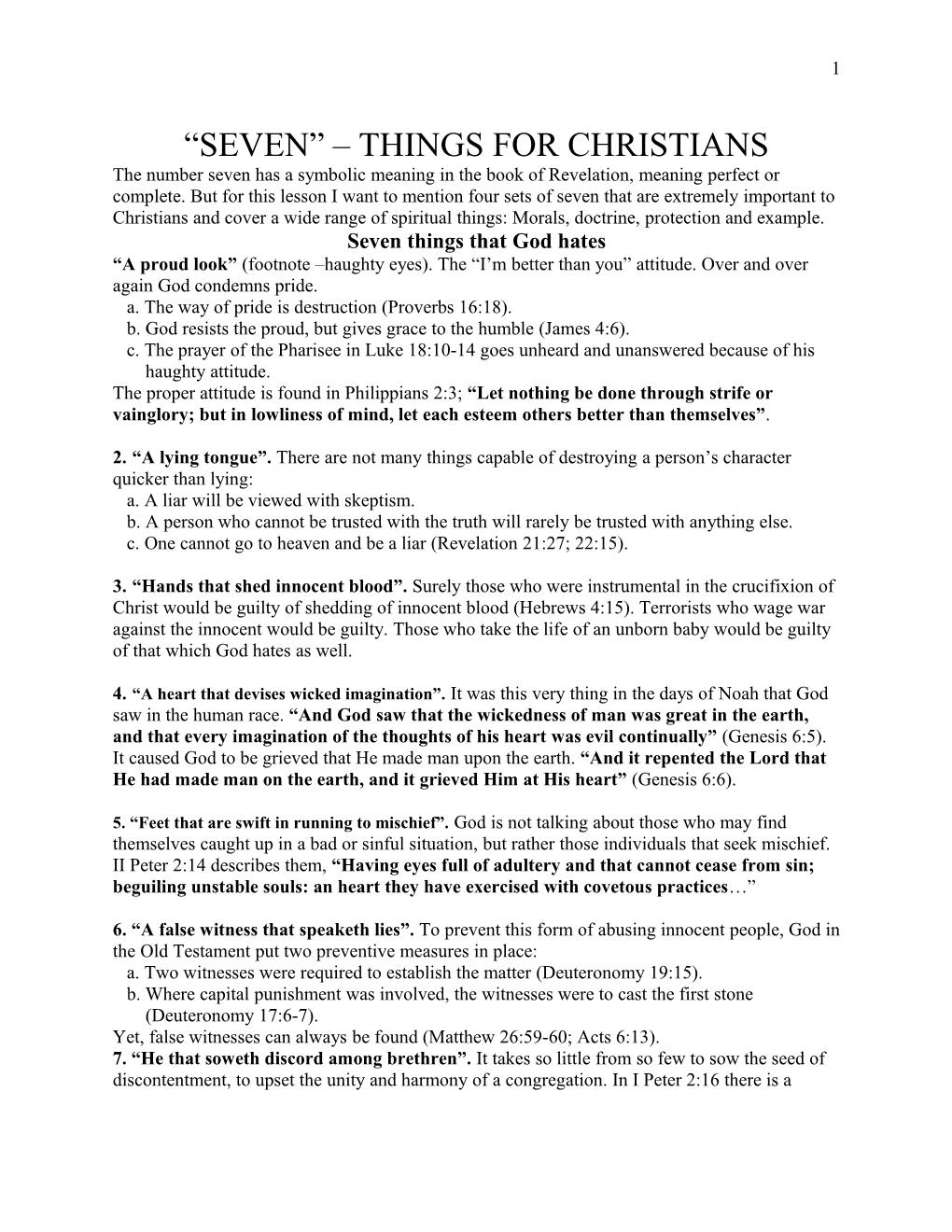 Seven Things for Christians