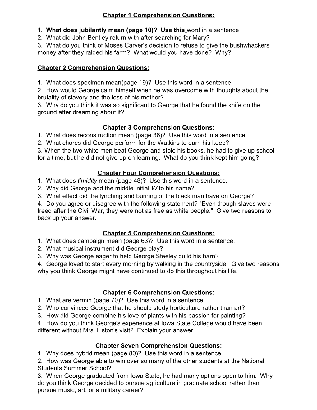 Chapter 1 Comprehension Questions