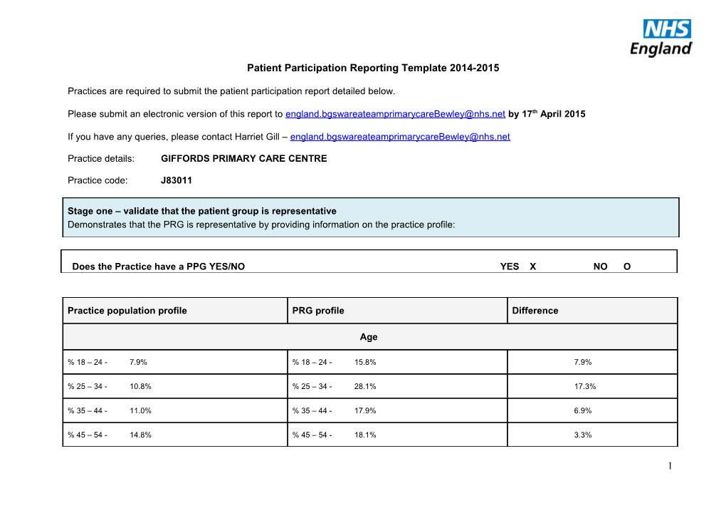 Patient Participation Reporting Template 2014-2015