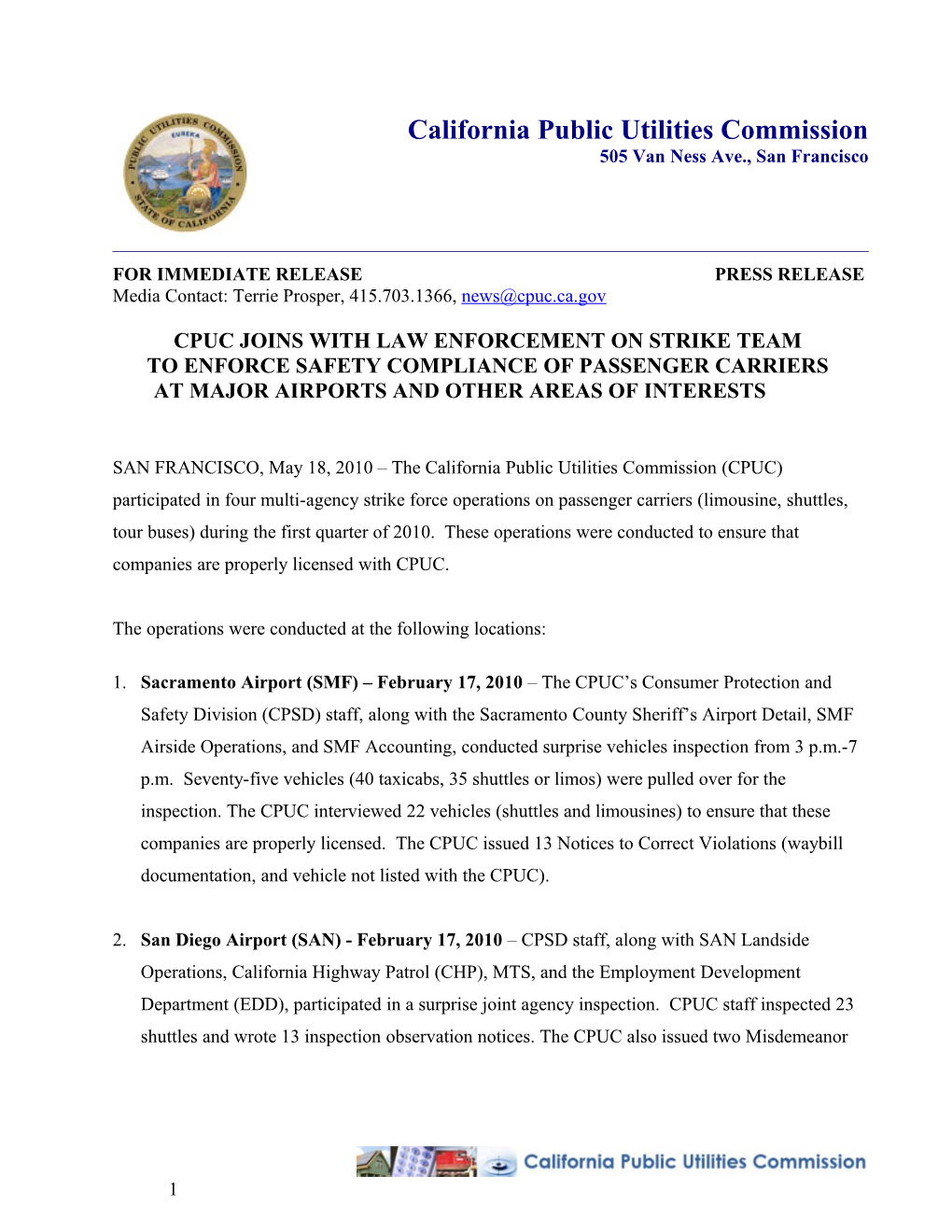 Cpuc Joins with Law Enforcement on Strike Team