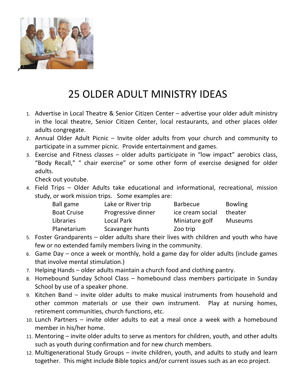 25 Older Adult Ministry Ideas