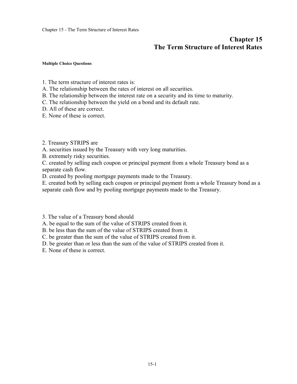 Chapter 15 the Term Structure of Interest Rates