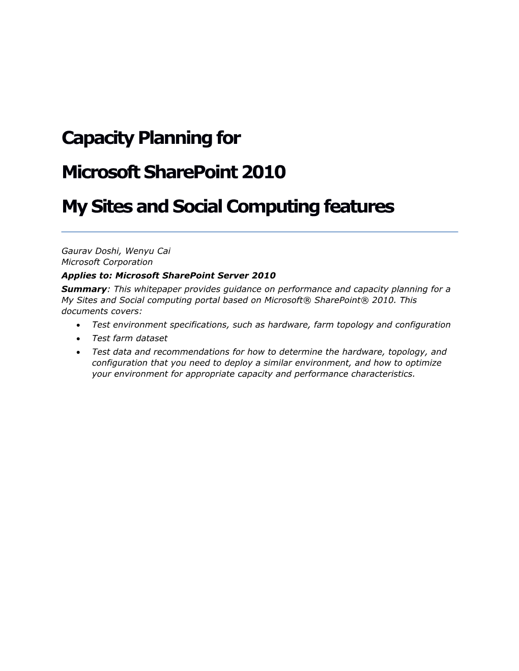Capacity Planning For