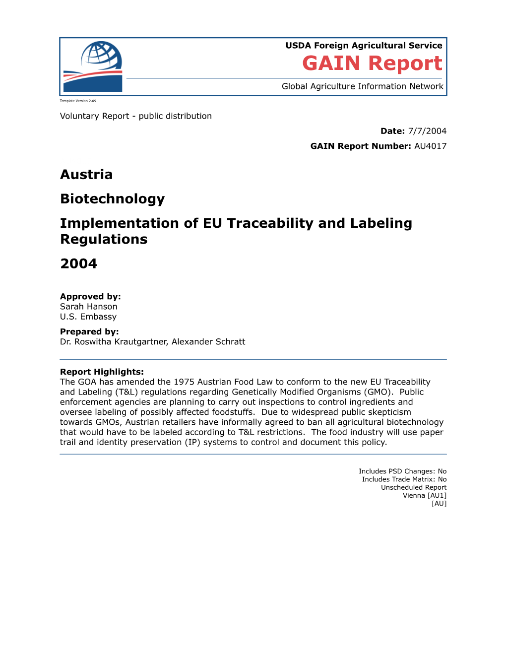 Implementation of EU Traceability and Labeling Regulations