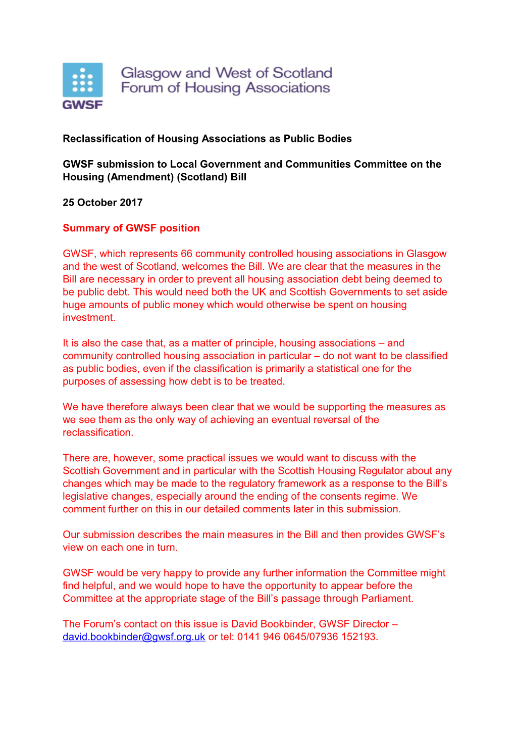 Reclassification of Housing Associations As Public Bodies