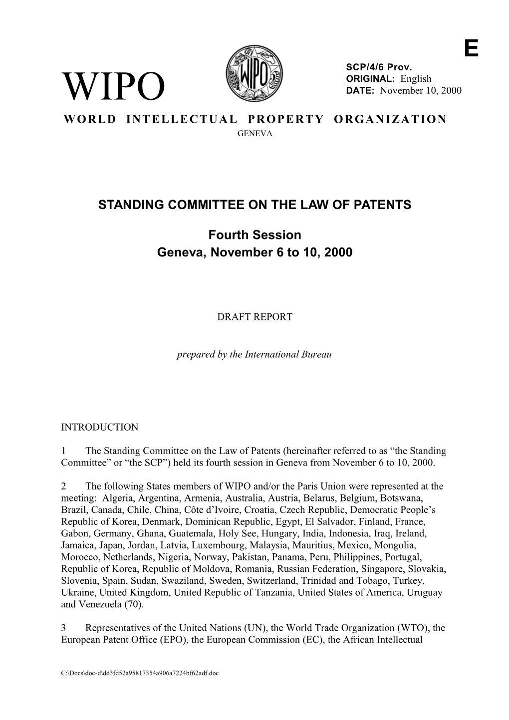 Standing Committee on the Law of Patents