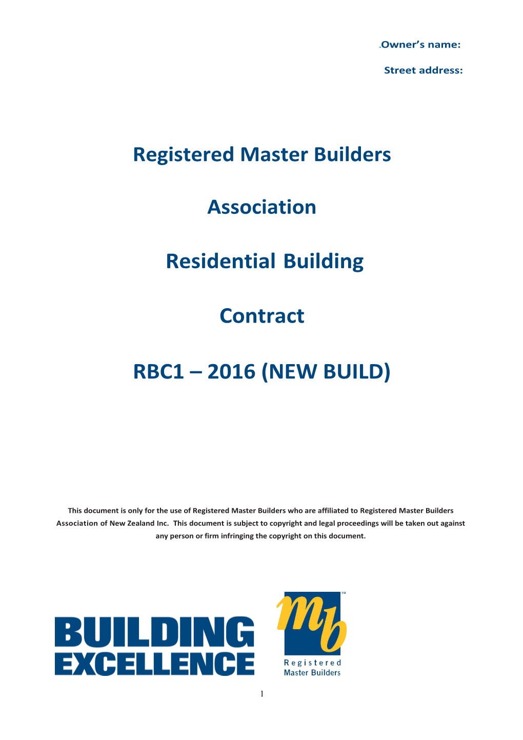 Full Contract Residential Building Agreement