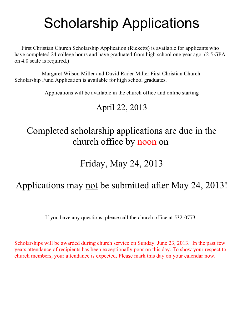 Scholarship Applications