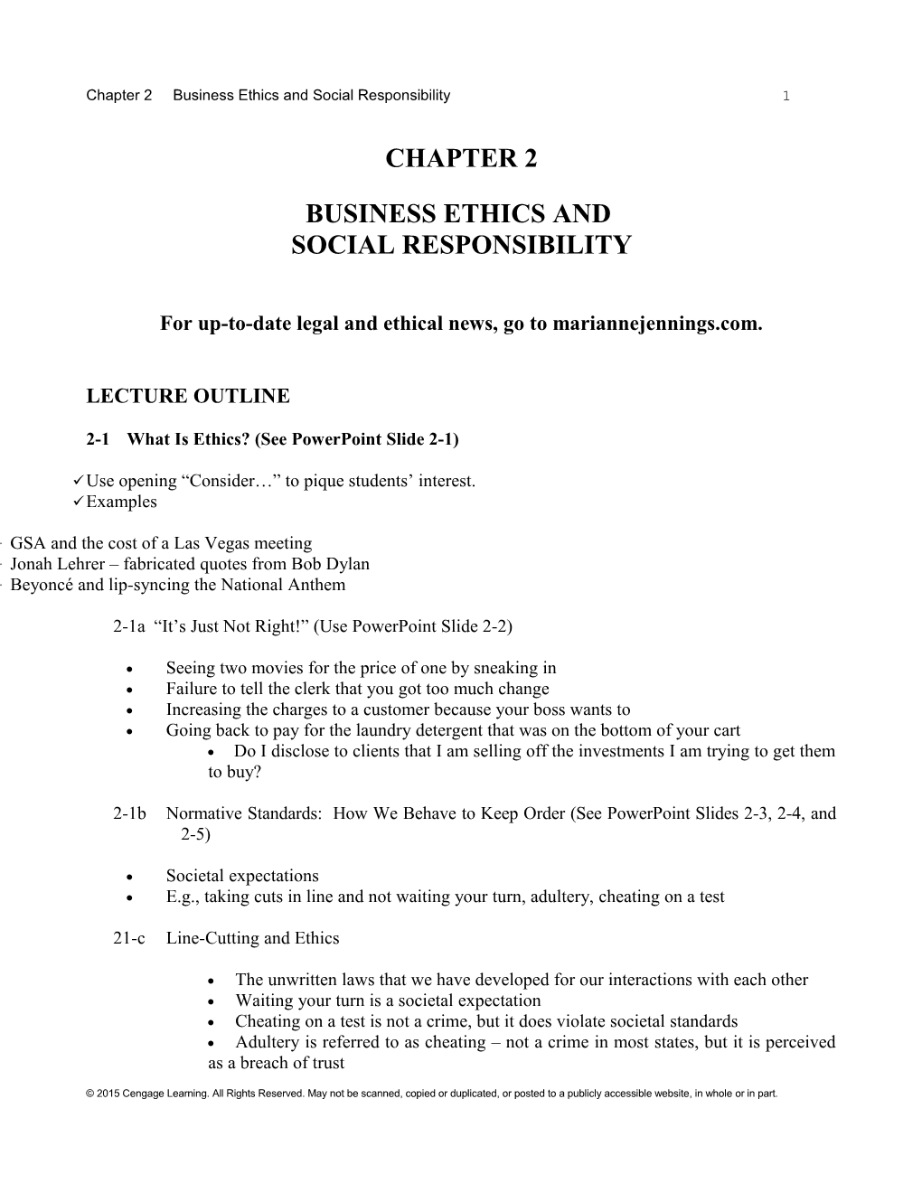 Chapter 2 Business Ethics and Social Responsibility1