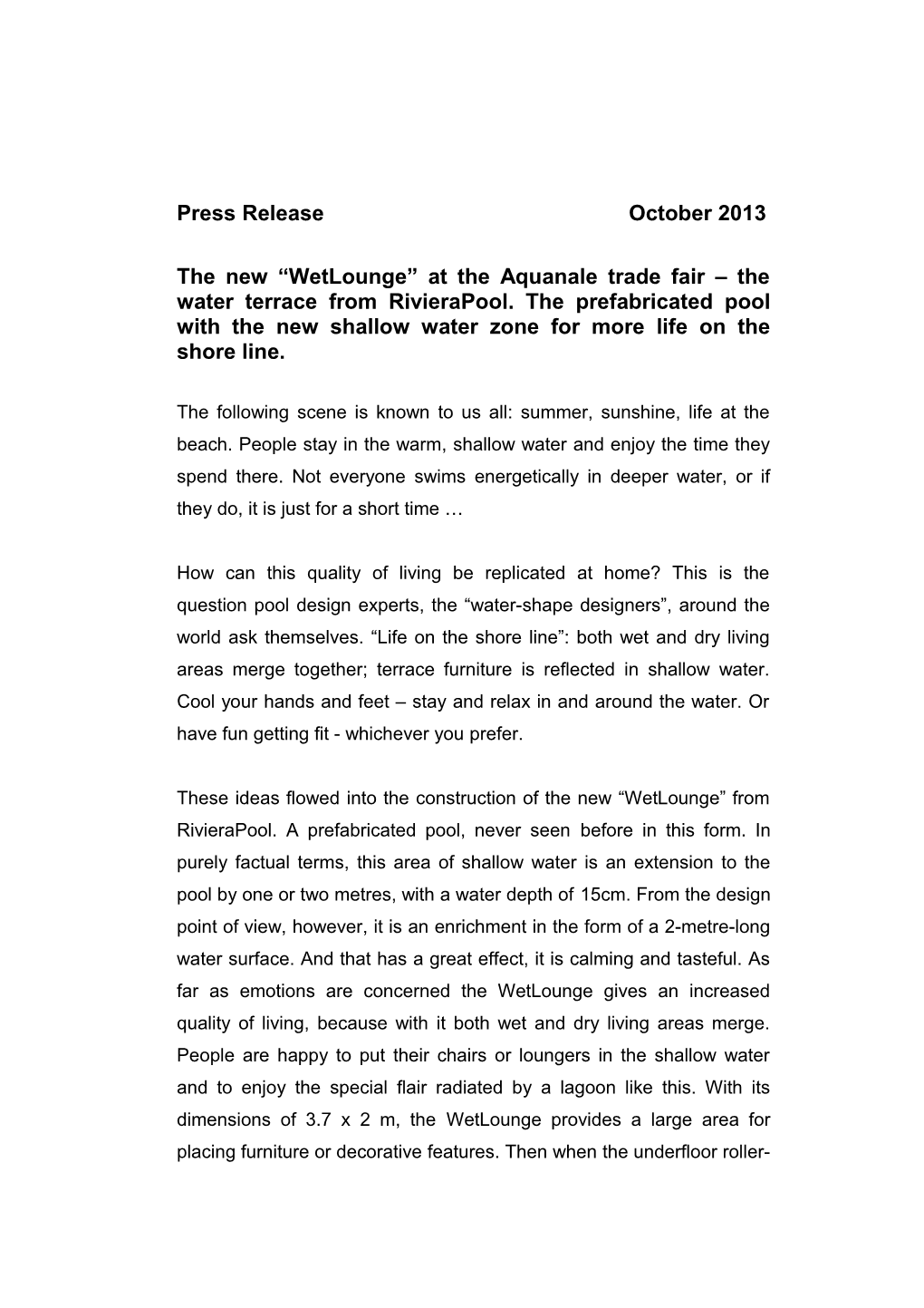 Press Release October 2013