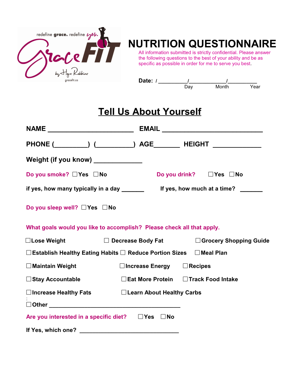 Nutrition Questionnaire