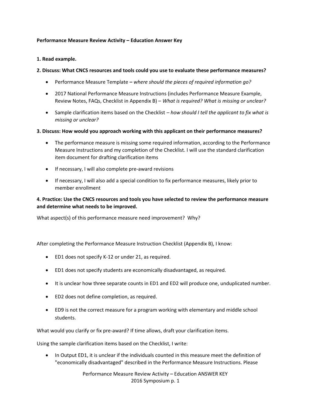 2. Discuss: What CNCS Resources and Tools Could You Use to Evaluate These Performance