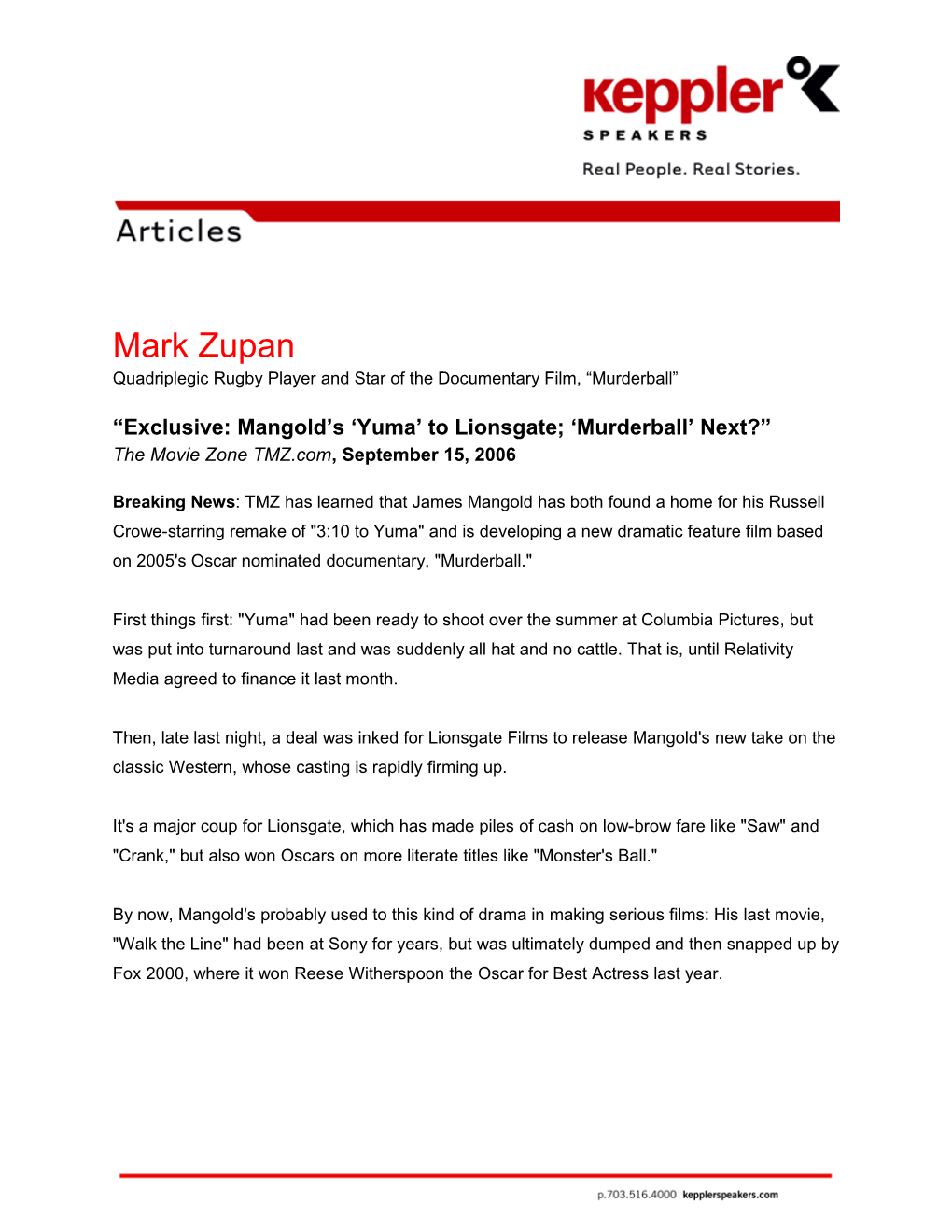 Mark Zupan Quadriplegic Rugby Player and Star of the Documentary Film, Murderball
