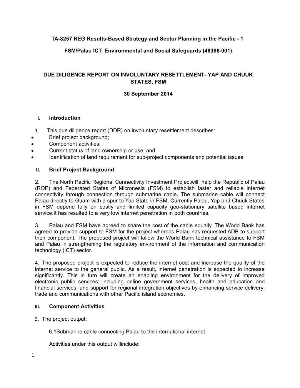 Involuntary Resettlement Due Diligence Report