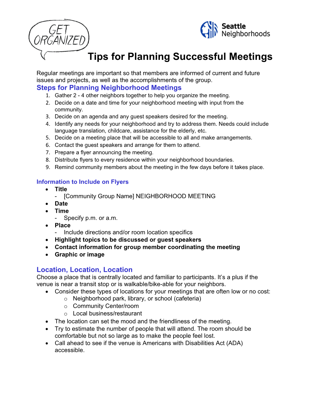 Tips for Planning Meetingspage 1