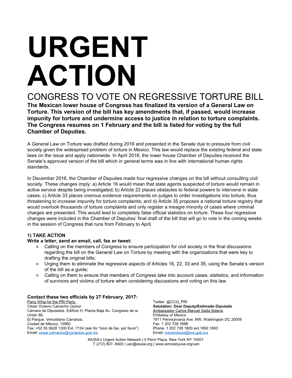 Congress to Vote on REGRESSIVE Torture Bill