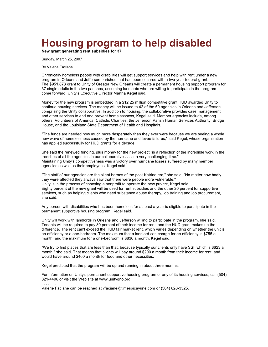 Housing Program to Help Disabled