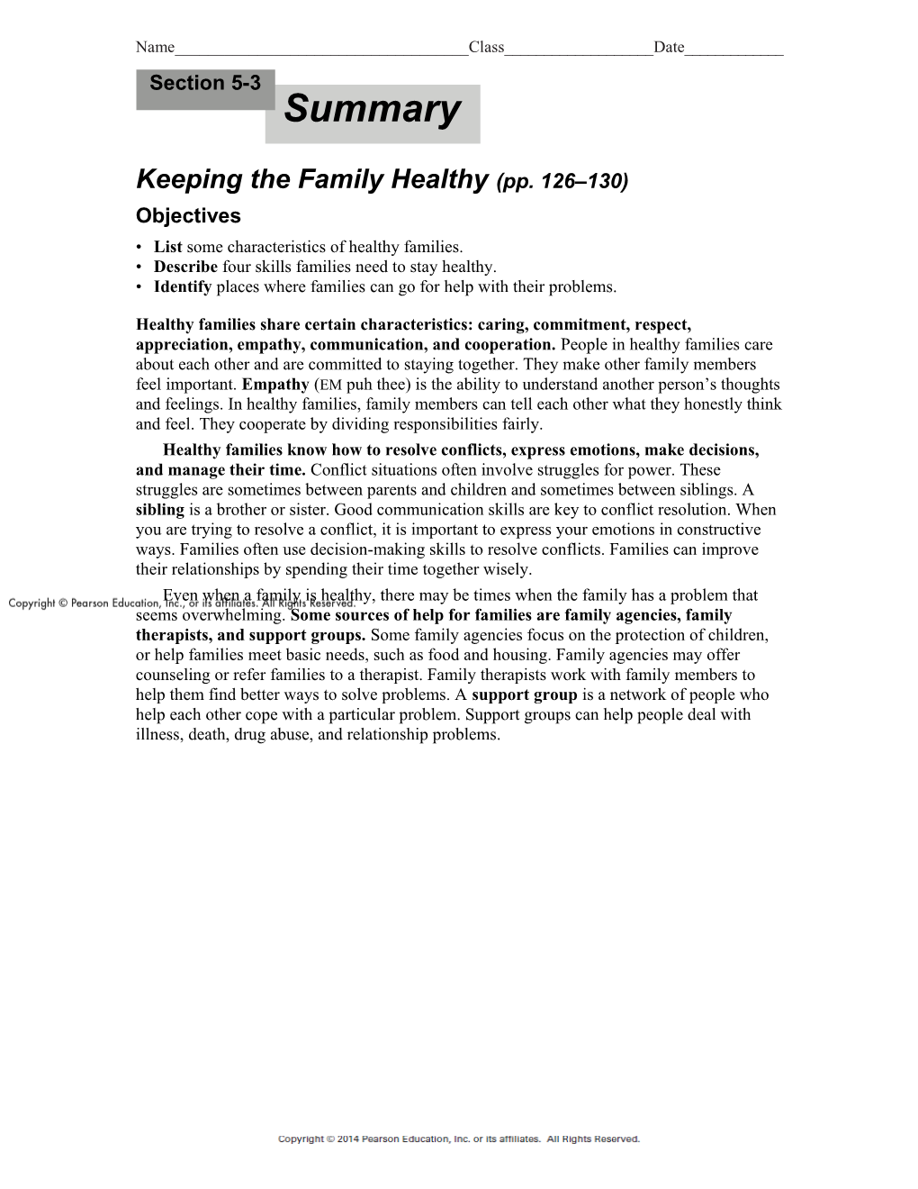 List Some Characteristics of Healthy Families