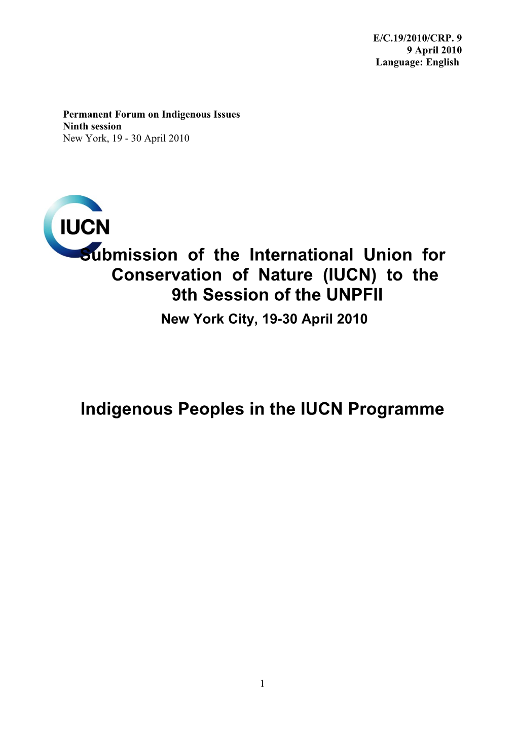 IUCN Submission to UNPFII 9