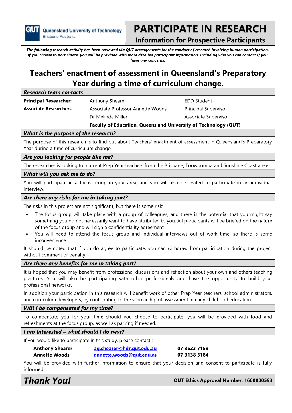 QUT Process for Advertising for Research Participants