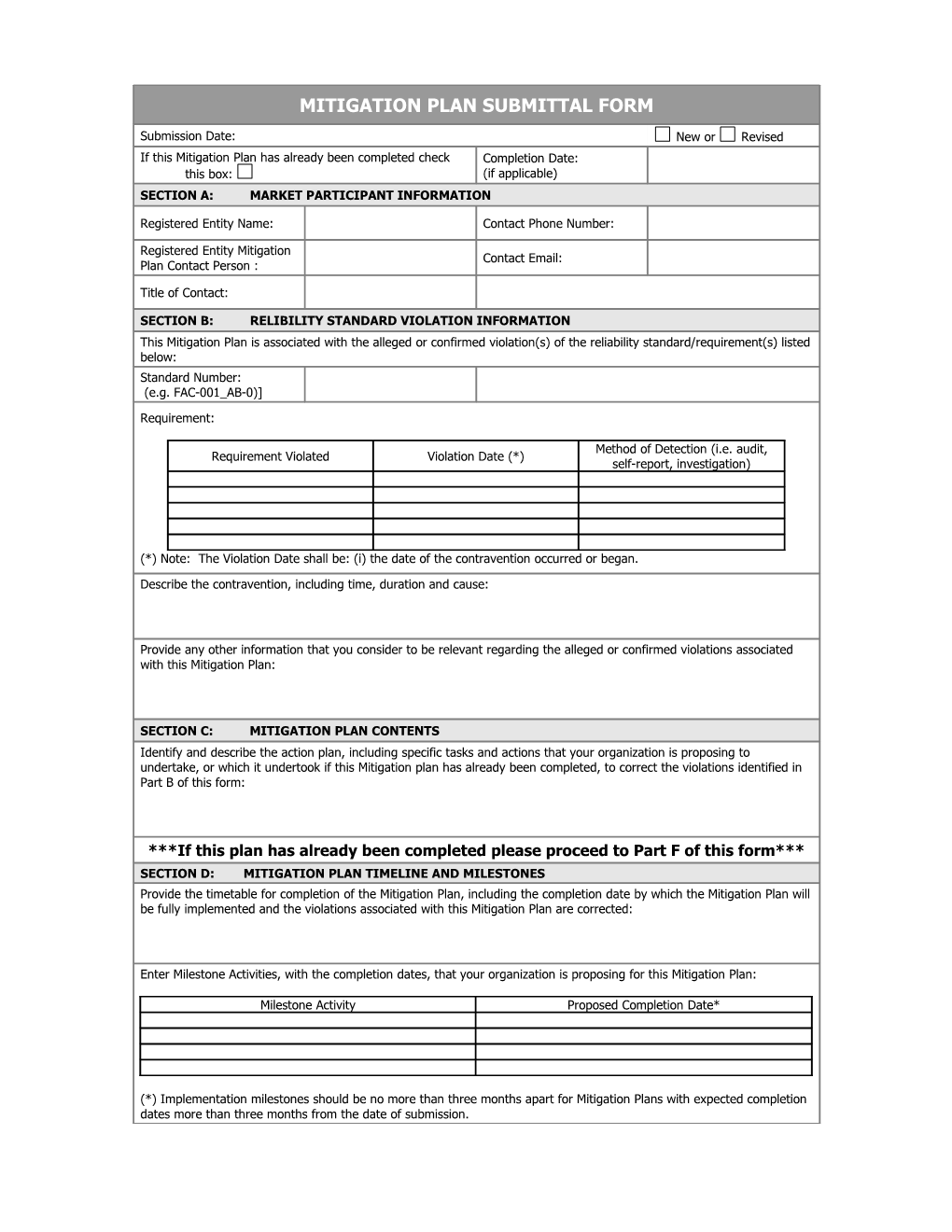 Self-Reporting Form