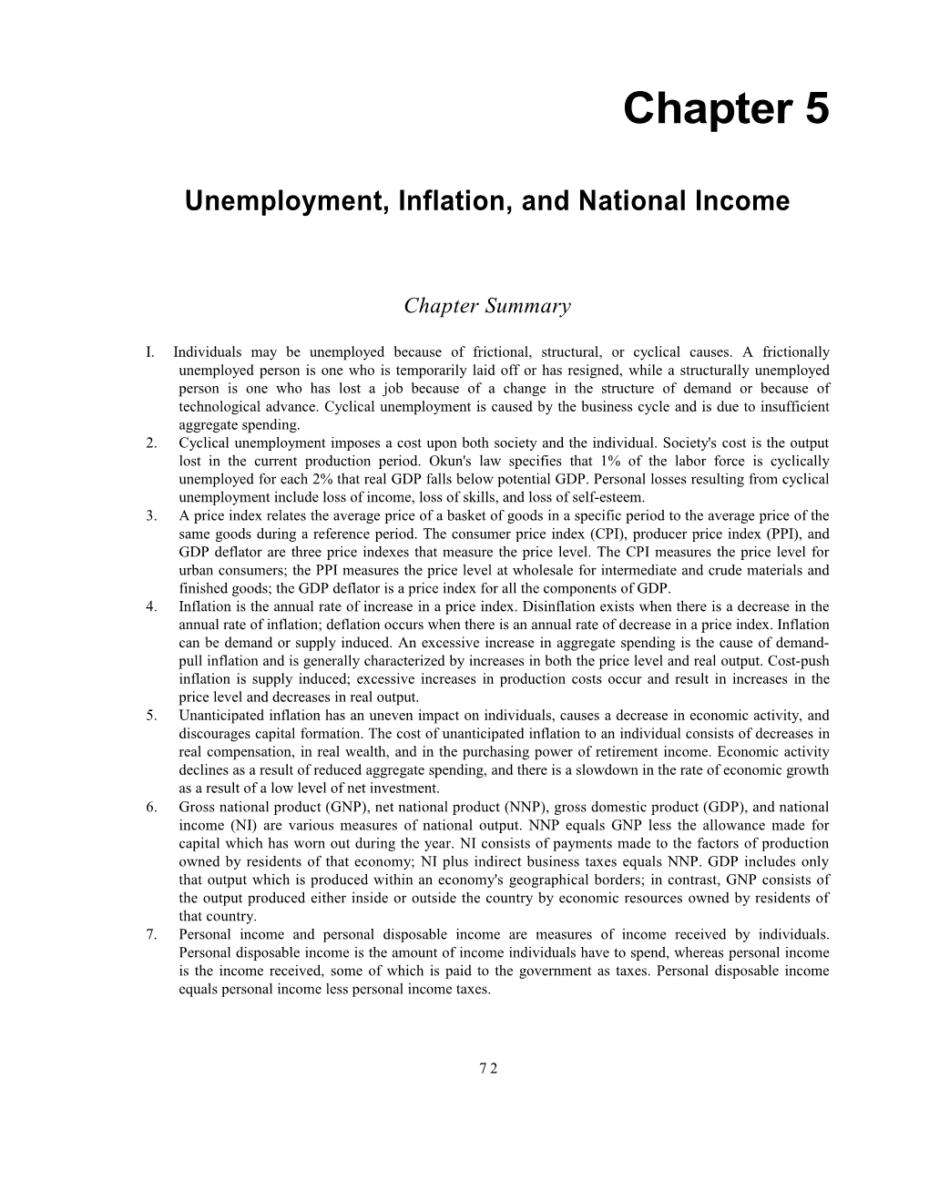 Unemployment, Inflation, and National Income