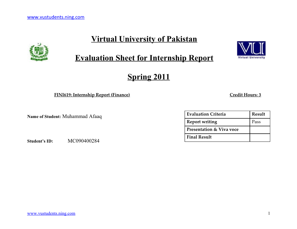 FINI 619 - Internship Report