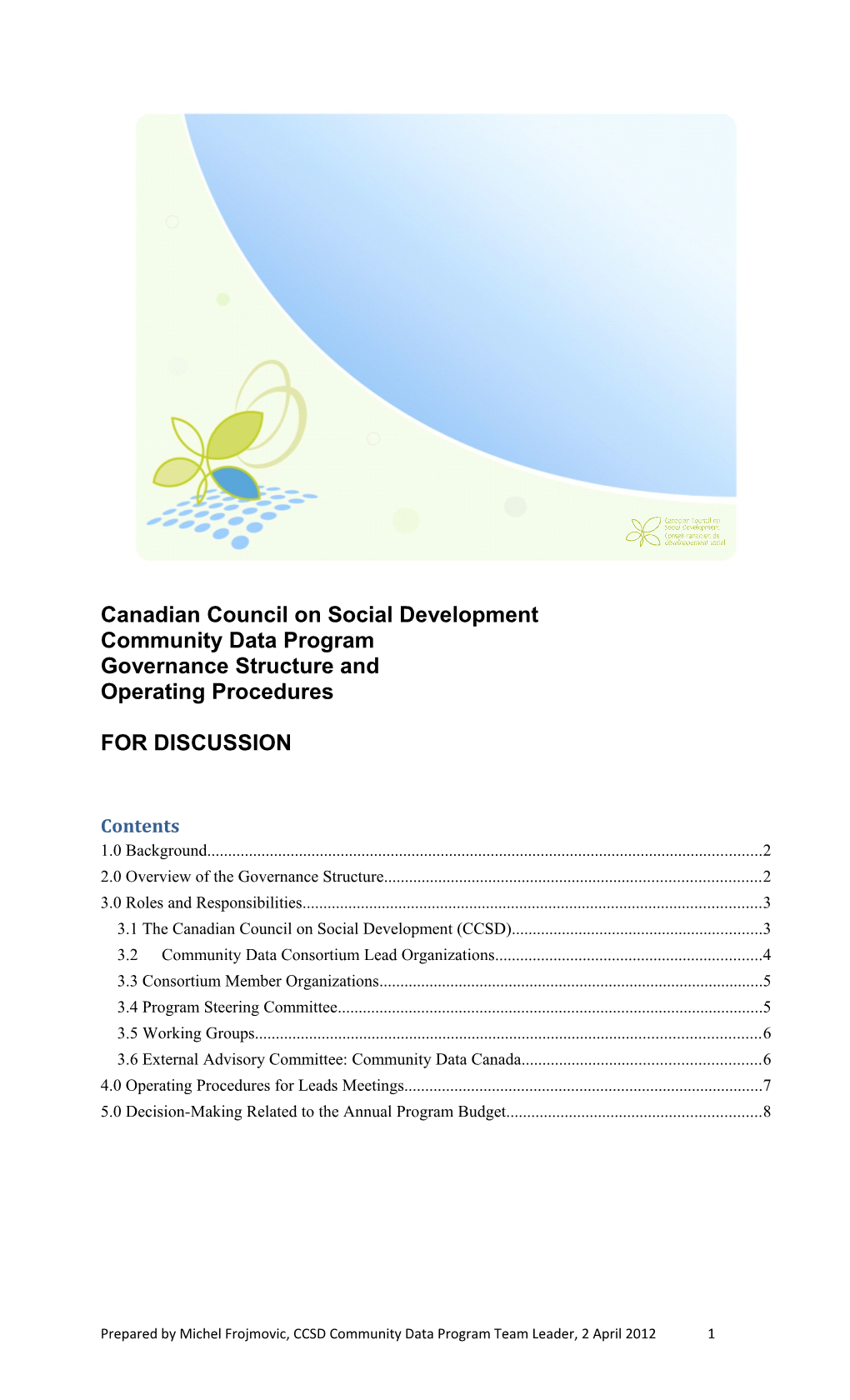 Municipal and Community Data Access Project Working Document
