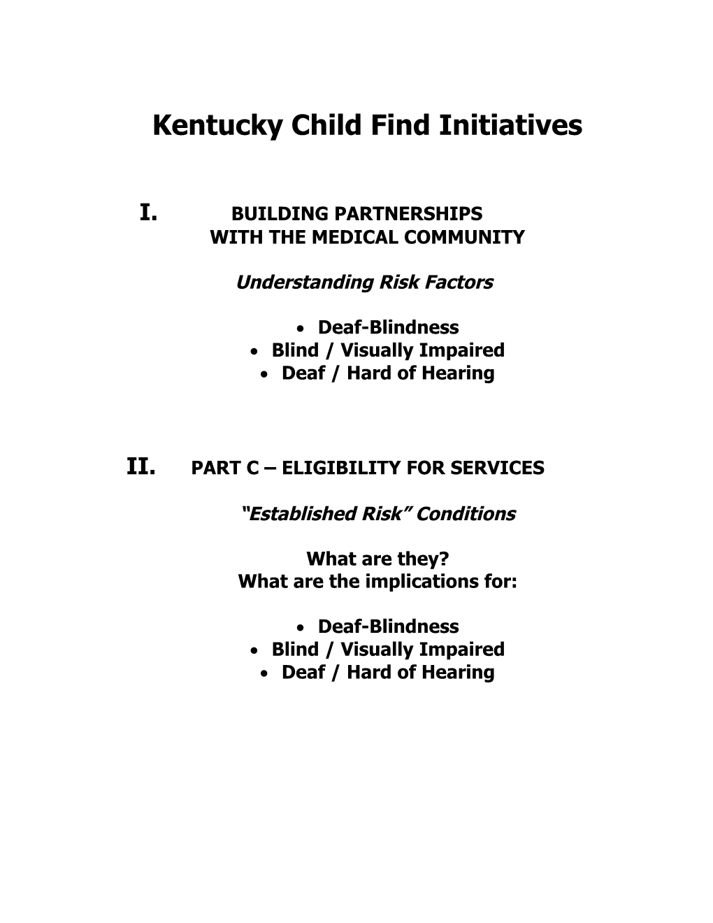 Kentucky Child Find Initiatives